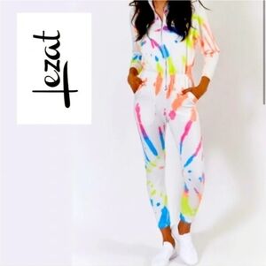Lezat Soft Terry Neon Tie-Dye Jumpsuit